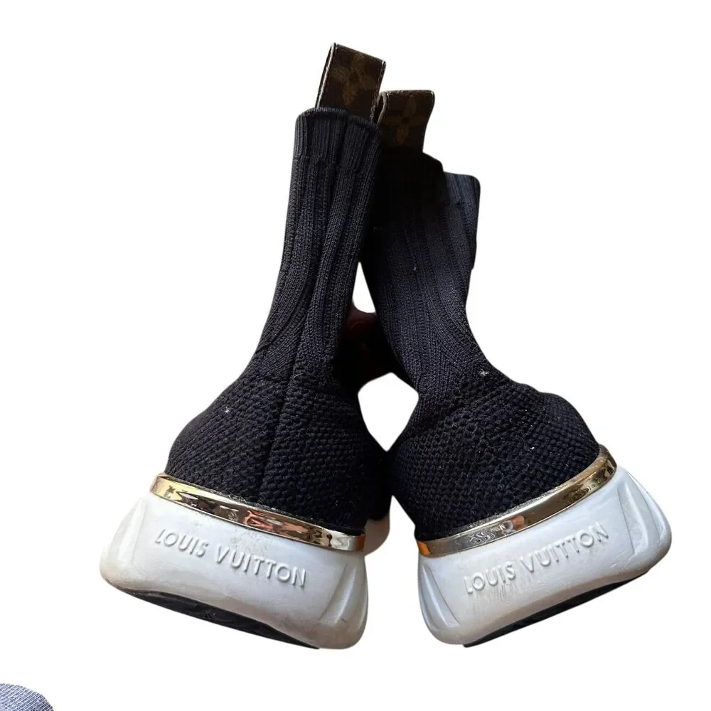 LOUIS VUITTON Black‎ Heart Sock Sneakers w Box 39 - Picture 4 of 6